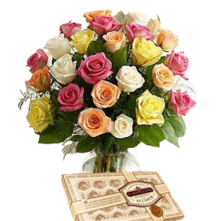 25 colorful roses with chokolates | Flower Delivery Omsk