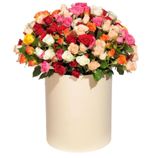 Mixed roses in a hatbox | Flower Delivery Omsk