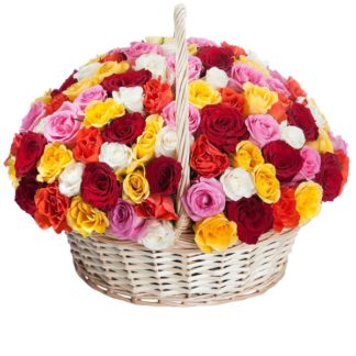 51 colorful roses in the basket | Flower Delivery Omsk